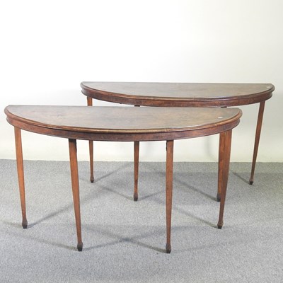 Lot 354 - A pair of walnut and inlaid side tables,...