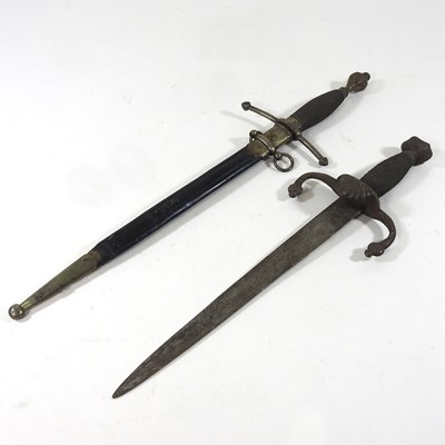 Lot 240 - A 19th century dagger, with a bound metal grip,...