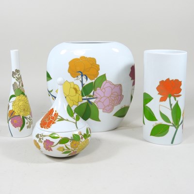Lot 343 - A Rosenthal vase, decorated with flowers, by...