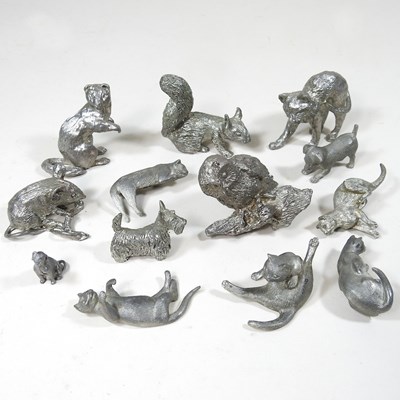 Lot 84 - A collection of miniature pewter models of...