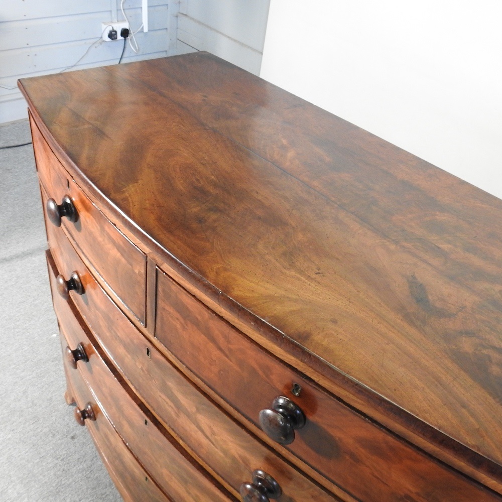 Lot 190 - A Victorian mahogany bow front chest, on