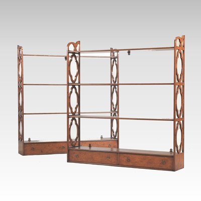 Lot 349 - A pair of cherrywood hanging shelves