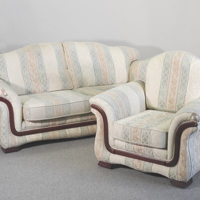 Lot 92 - A modern upholstered sofa and matching...