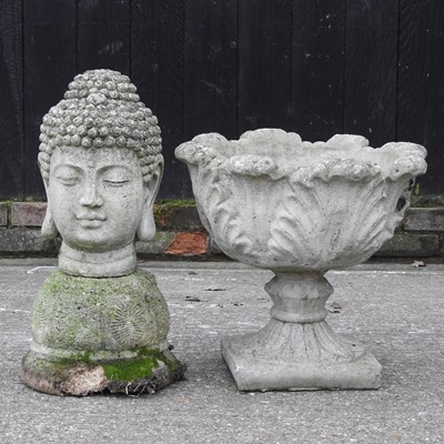 Lot 58 - A cast stone planter, together with a cast...