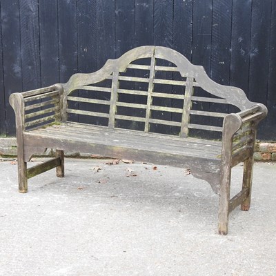 Lot 9 - A Lutyens style hardwood garden bench