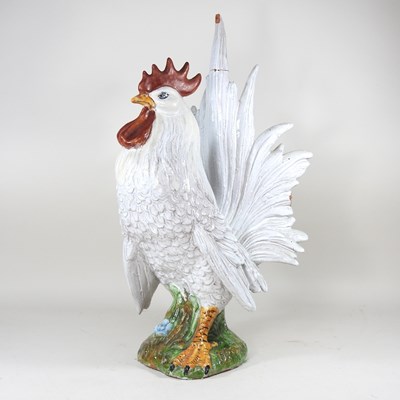Lot 68 - A French majolica model of a cockerel, 60cm high