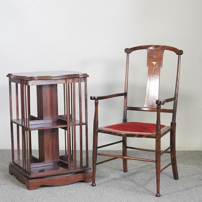 Lot 182 - An Edwardian mahogany and inlaid revolving...