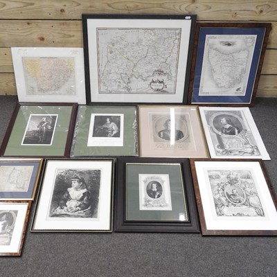 Lot 350 - After Robert Morden, Middlesex, engraved map,...