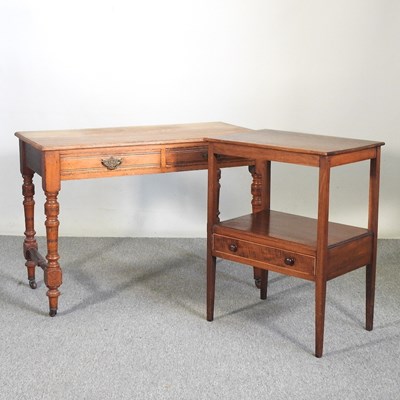 Lot 247 - A Victorian oak writing table, by Jas...