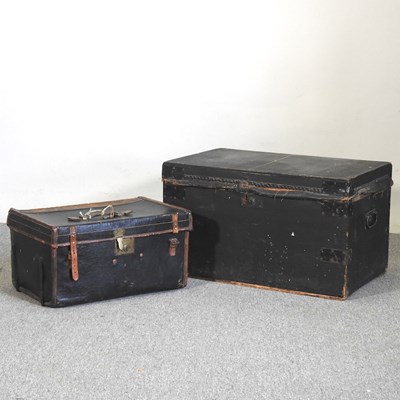 Lot 233 - An early 20th century leather bound trunk...