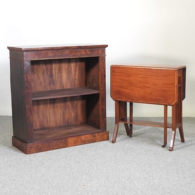 Lot 352 - A walnut dwarf open bookcase, together with an...