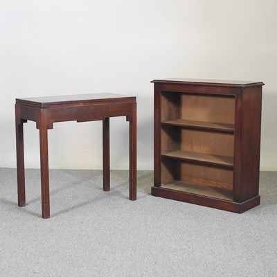 Lot 405 - A mahogany dwarf open bookcase, together with...