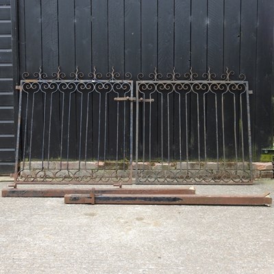 Lot 327 - A pair of black painted wrought iron garden gates