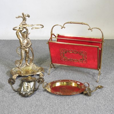 Lot 325 - A brass stick stand, together with an Art...