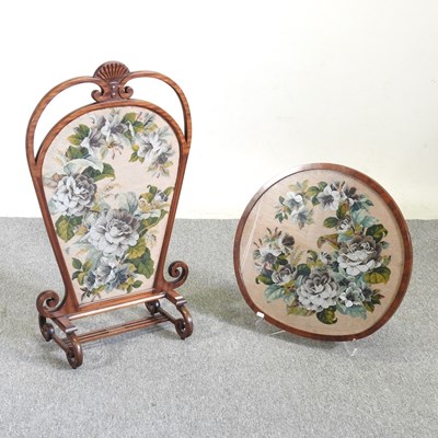 Lot 534 - An unusual 1920's walnut firescreen, inset...