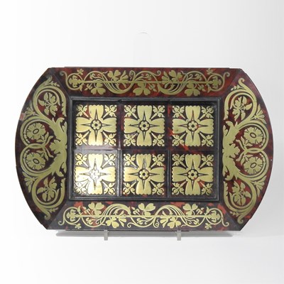 Lot 355 - An early 19th century cut brass and scarlet tortoiseshell desk stand
