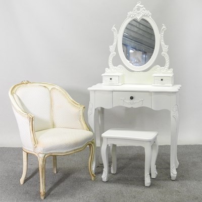 Lot 369 - A white painted dressing table and stool,...
