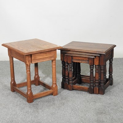 Lot 259 - An oak side table, together with a nest of oak...