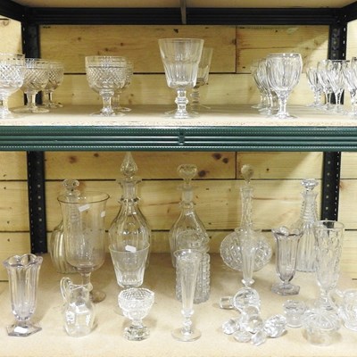 Lot 120 - Five 19th century hobnail cut stem glasses,...