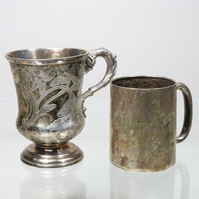 Lot 101 - An Edwardian silver mug, with presentation...