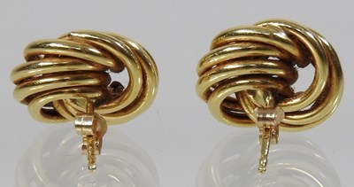Lot 174 - A pair of 18 carat gold earrings