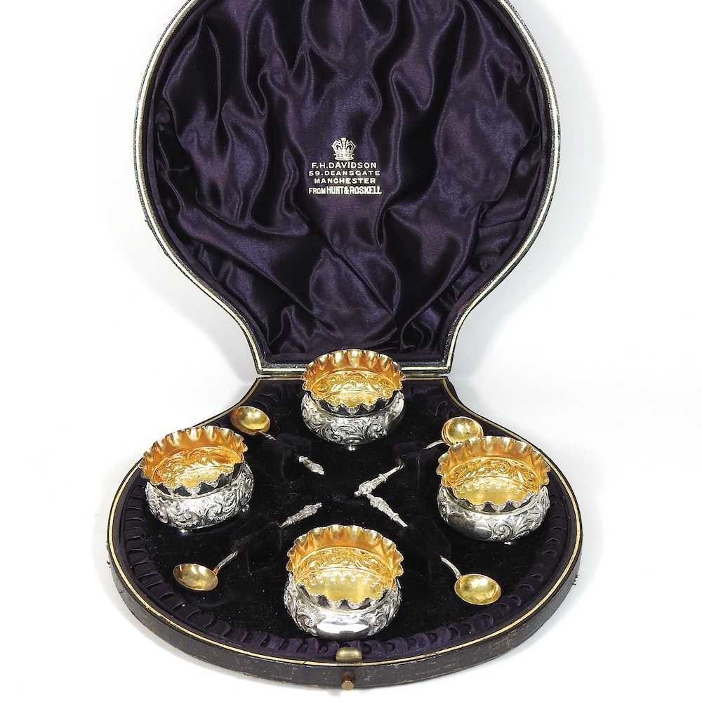Lot 210 - A set of four Victorian silver open salts,