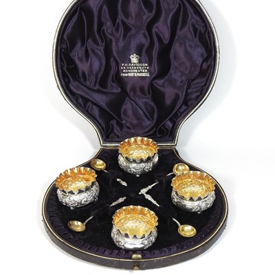 Lot 210 - A set of four Victorian silver open salts,...