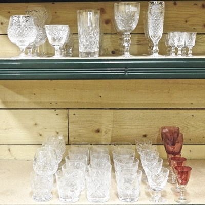 Lot 345 - A collection of cut glass, to include tumblers,...