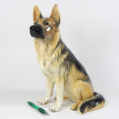 Lot 493 - A large Beswick model of a seated alsatian,...