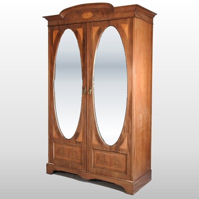 Lot 362 - An Edwardian mahogany and inlaid double wardrobe