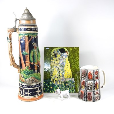 Lot 319 - An unusually large German stein, 61cm high,...