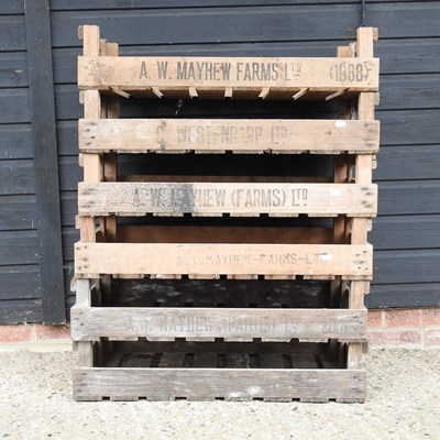 Lot 421 - A collection of six wooden fruit trays, each...