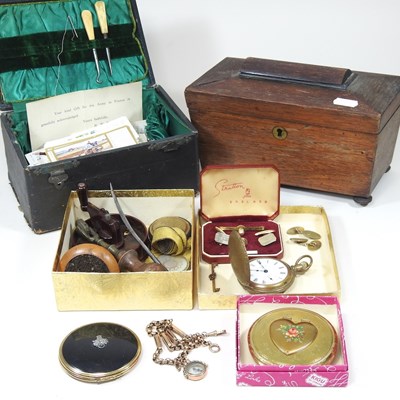Lot 100 - A Regency tea caddy, together with a jewellery...