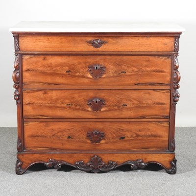 Lot 226 - A 19th century French mahogany commode, with a...
