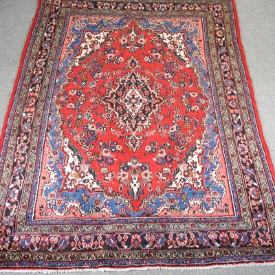 Lot 308 - A Hamadan carpet, with a central medallion, on...