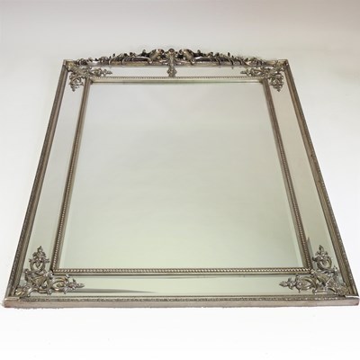 Lot 192 - A large silver painted framed wall mirror