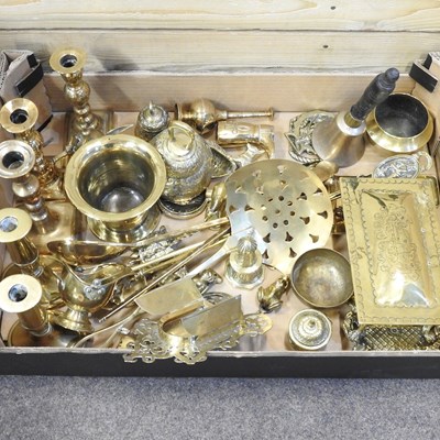 Lot 177 - An Indian brass top occasional table, together...
