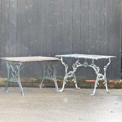 Lot 333 - A cast iron green painted garden table, 106cm,...