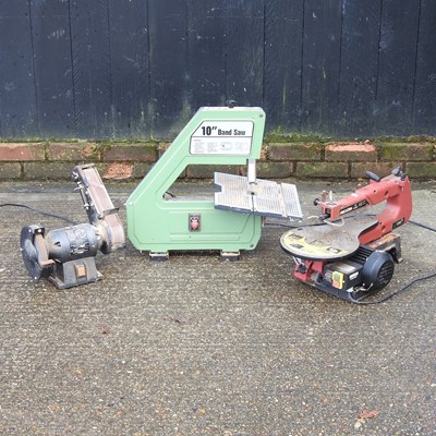 Lot 66 - An electric bench grinder, together with a...