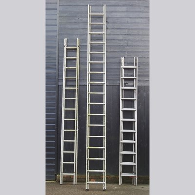 Lot 193 - A triple 10ft ladder, together with a double...
