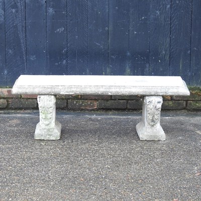 Lot 291 - A cast stone garden bench, on acanthus...