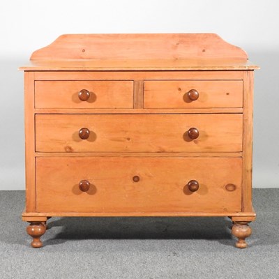 Lot 113 - A pine chest of drawers, with a gallery back,...