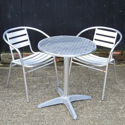 Lot 185 - A metal garden set, with two chairs (3)