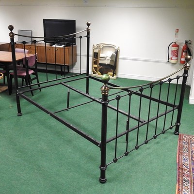 Lot 514 - A modern painted metal bedstead, with a...