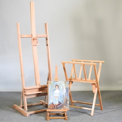 Lot 443 - A wooden artist's easel, 172cm high, together...