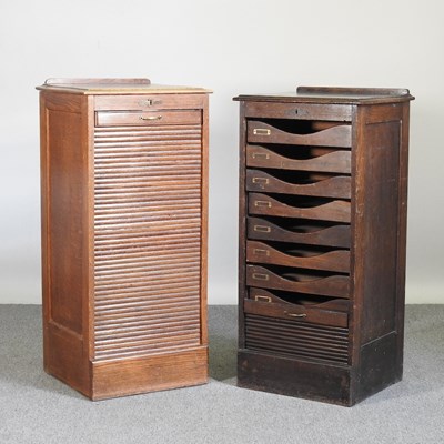 Lot 448 - An early 20th century oak tambour fronted...