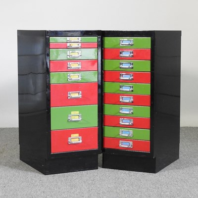 Lot 379 - A near pair of multi-coloured painted metal...
