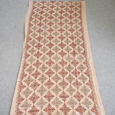 Lot 152 - A kashmiri hand stitched throw, with rows of...