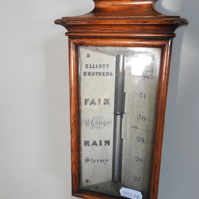 Lot 19 - A 19th century light oak cased stick barometer,...