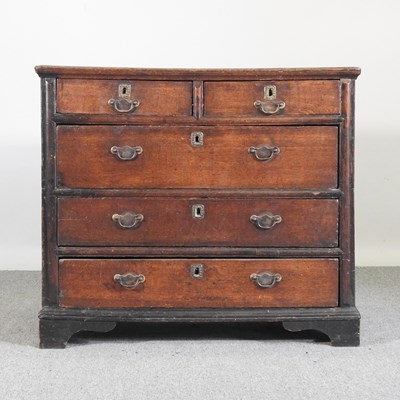 Lot 438 - An early 18th century oak chest of drawers, on...
